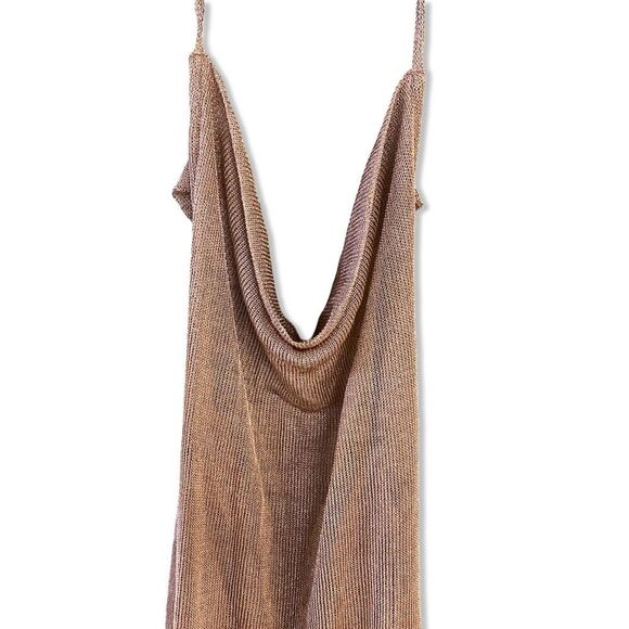 NWT Superdown Brina rose gold mini dress knit sheer halter Revolve M -  mordernwear.com